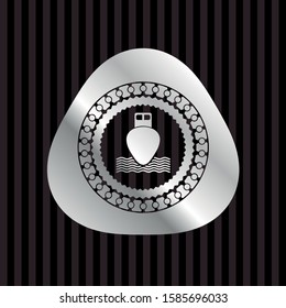 ship icon inside silvery badge