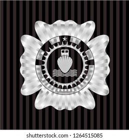 ship icon inside silvery shiny emblem