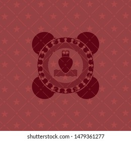 ship icon inside vintage red emblem