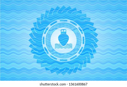 ship icon inside water emblem.