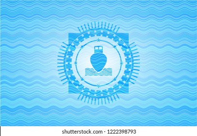 ship icon inside water representation badge background.