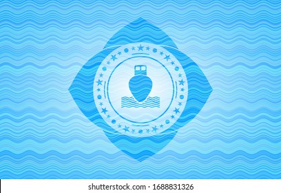 ship icon inside water representation emblem.