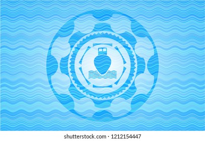ship icon inside water style badge.