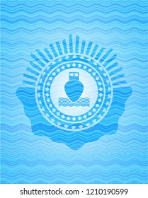 ship icon inside water wave representation style badge.