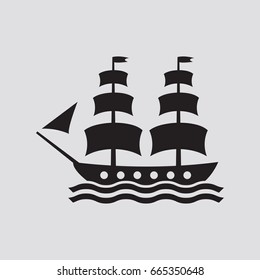 Ship icon isolated on grey background.Vector illustration.