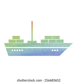 Ship icon isolated on white background. Watercolor effect