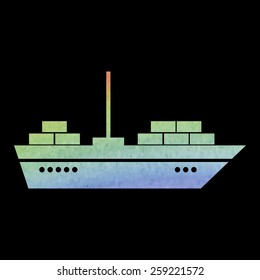 Ship icon isolated on white background. Watercolor effect