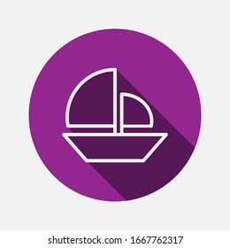 ship icon with isolated shadows on a purple background