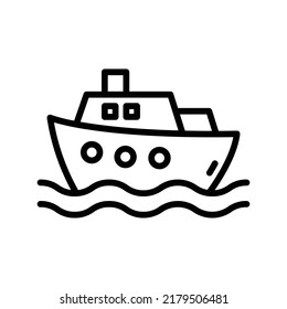 Ship Icon. Line Art Style Design Isolated On White Background