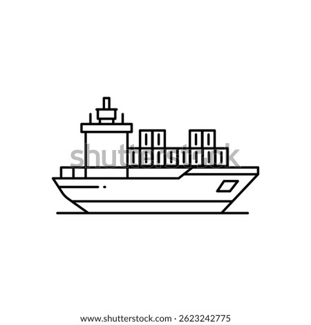 Ship icon line design template isolated