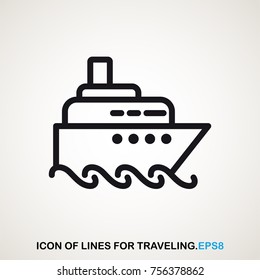 ship icon of lines for travelers. eps8
