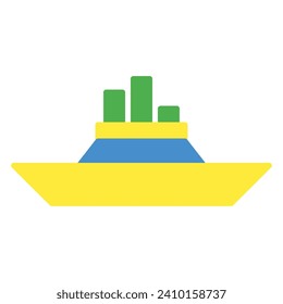 Ship icon or logo illustration flat color style