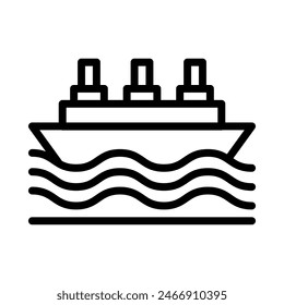 Ship icon or logo illustration outline black style	
