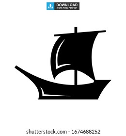 Icono de barco o logotipo símbolo de signo aislado Ilustración vectorial - Iconos vectoriales de estilo negro de alta calidad
