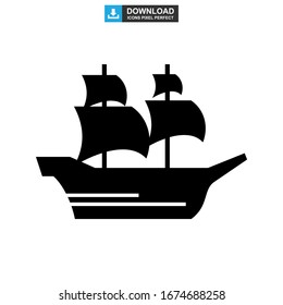 Icono de barco o logotipo símbolo de signo aislado Ilustración vectorial - Iconos vectoriales de estilo negro de alta calidad
