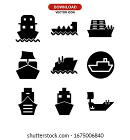 icono de barco o logotipo símbolo de signo aislado ilustración vectorial - Colección de iconos vectoriales de estilo negro de alta calidad
