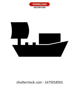 Icono de barco o logotipo símbolo de signo aislado Ilustración vectorial - Iconos vectoriales de estilo negro de alta calidad
