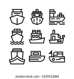 Schiffssymbol oder Logo einzeln auf Zeichen, Vektorgrafik - Sammlung von hochwertigen Vektorsymbol in schwarzem Stil
