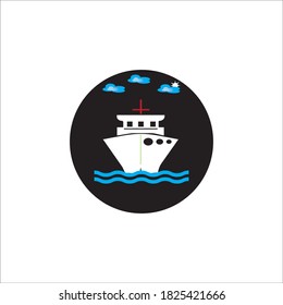 Ship icon logo, vector design illustration