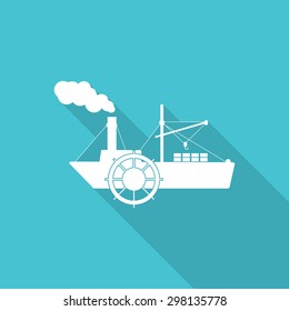 ship icon with long shadow.