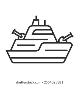 Ship icon, Military symbol outline icon, editable vector illustration and transparent graphic element. Isolated on white background