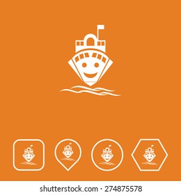 Ship Icon on Flat UI Colors with Different Shapes. Eps-10.