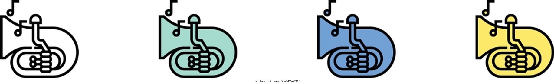 ship icon. Outline, Green, Blue and Yellow Style Design Isolated On White Background