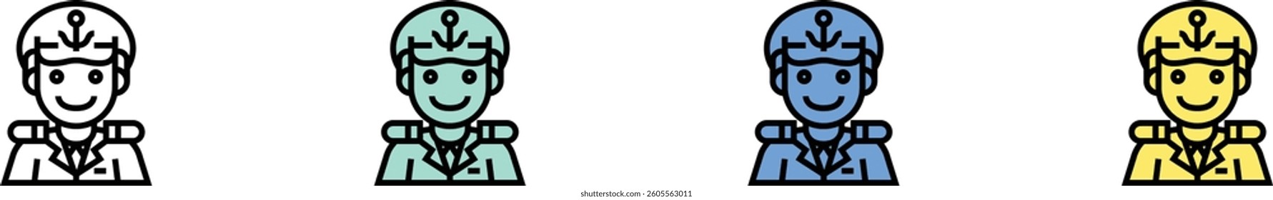 ship icon. Outline, Green, Blue and Yellow Style Design Isolated On White Background