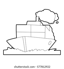 Ship icon. Outline illustration of ship vector icon for web