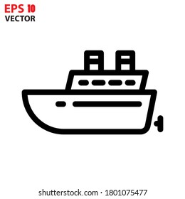 Ship icon, outline vector. Transportation vehicles concept. Eps 10 vector illustration.
