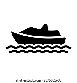 Ship icon. Pacific liner. Black silhouette. Side view. Vector simple flat graphic illustration. Isolated object on a white background. Isolate.