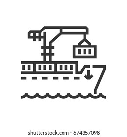 Ship icon, part of the square icons, car service icon set. The illustration is a vector, editable stroke, thirty-two by thirty-two matrix grid, pixel perfect file.