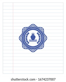 dibuje de lápiz de icono de envío. Tinta azul. Ilustración vectorial. Detallado.