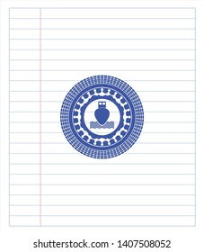 ship icon pen effect. Blue ink. Vector Illustration. Detailed.