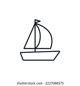 Ship icon. Sea travel and cruises symbol. Summer holidays and tourism concept. Can be used in social media, packaging, typographic and web design. Vector illustration isolated on white background.