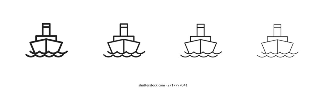 Ship icon set. A collection of simple black thin strokes icons