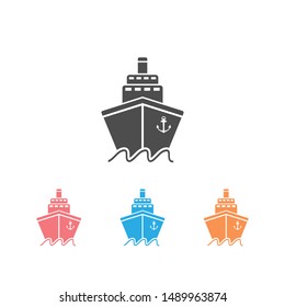 Ship icon set flat. Pictogram on grey background. Vector illustration symbol