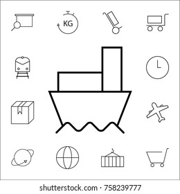 Ship icon. Set of Logistic icons. Premium quality graphic design. Signs, outline symbols collection, simple thin line icon for websites, web design, mobile app, info graphics icon on white background