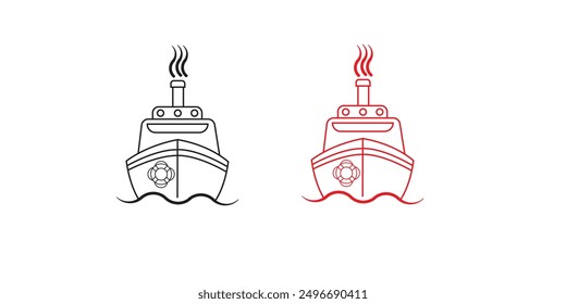 Ship icon set. marine container cargo vessel vector symbol