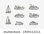 Ship icon set. Shipping, cruise symbol. Linear style vector illustration