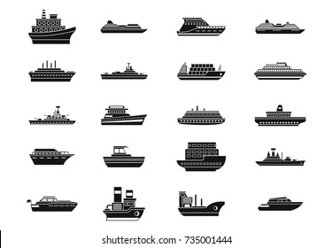 Ship icon set. Simple set of ship vector icons for web design isolated on white background