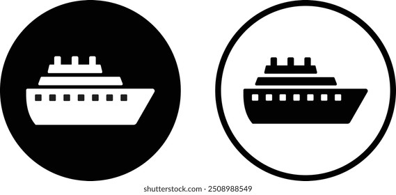 Ship icon set in two styles isolated on white background . Vector illustration
