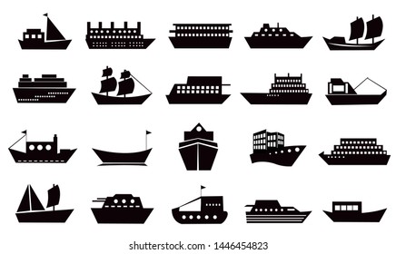 Ship Icon Set Vector Boat Symbol Stock Vector (Royalty Free) 1446454823