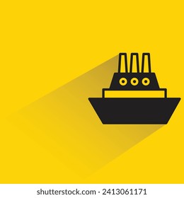 Schiff-Symbol mit Schatten auf gelbem Hintergrund