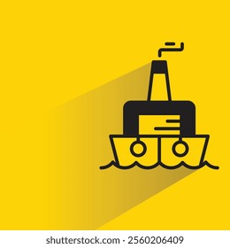 ship icon with shadow on yellow background