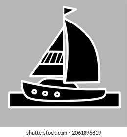 Ship icon. Shipping, cruise symbol. Linear style vector illustration isolated on gray background