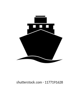 Ship icon, silhouette, logo on white background