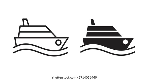 Ship icon silhouette vector designs. Editable Strokes