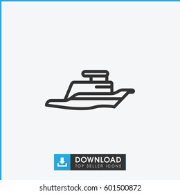 ship icon. simple outline ship vector icon. on white background.