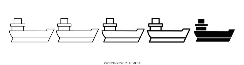 ícone de navio Conjunto de logotipo de linha fina simples